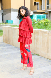 Ruffle Coord Set - Red
